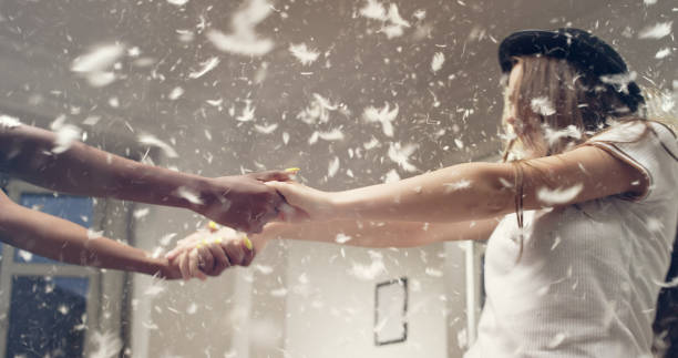 Girls night. Pillow fight