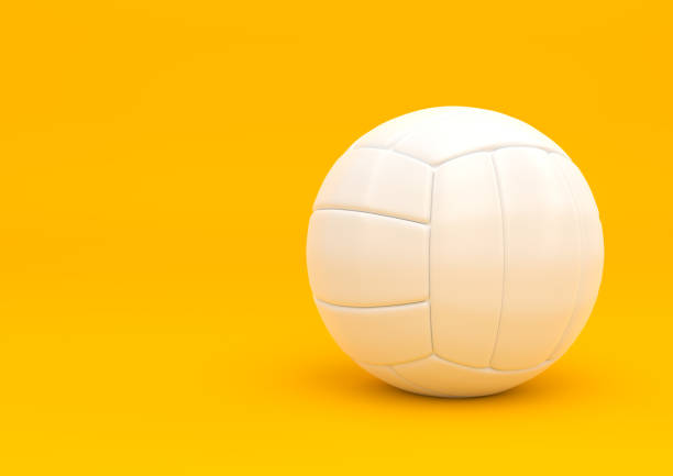 White volleyball isolated on a yellow background. 3D rendering illustration