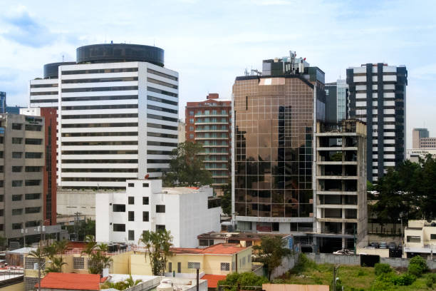 Guatemala City - may 26, 2017. Panoramic modern architecture in Guatemala City, Central America, modern construction of office and hotel buildings, zone 10