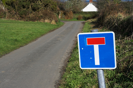 Mayen, Germany - 05/12/2022: too many traffic signs at the roadworks