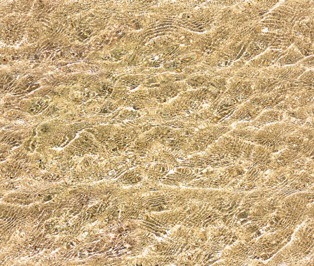 istock Seamless texture of clear water on sand background. Repeating pattern of waves with sun light reflections 1177328770