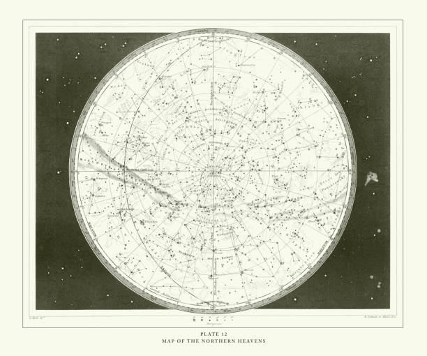 istock Engraved Antique, Map of the Northern Heavens Engraving Antique Illustration, Published 1851 1177333934
