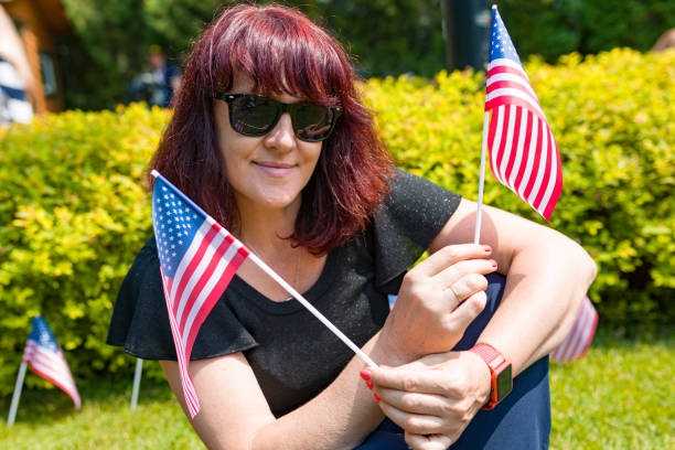 istock Woman celebrates USA Independence Day 1177336873