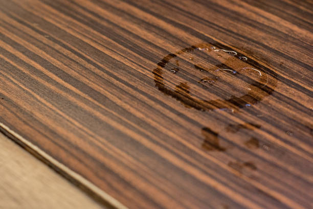 istock Glass water marks on the wooden table 1177340113