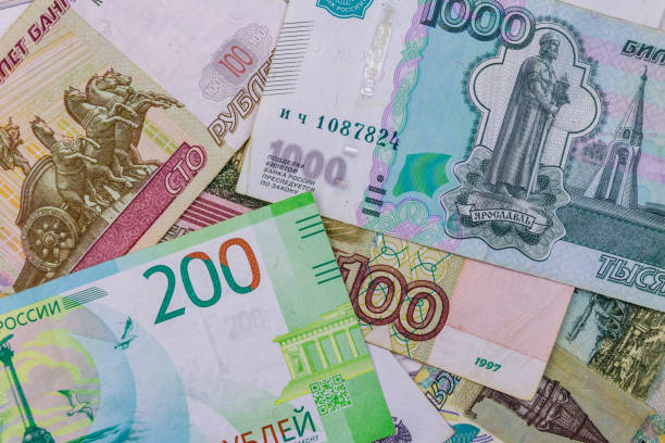 istock Background of different russian rubles banknotes 1177341450