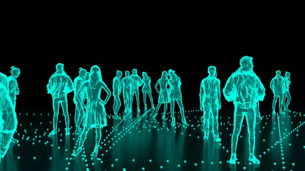 Human Hologram of people, crowd