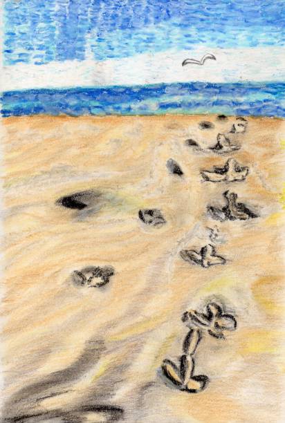 Footprints In The Sand Drawing