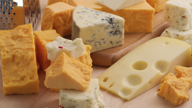 Variety of Cheeses; Cheddar, Blue Cheese, Swiss, Pepper Jack.