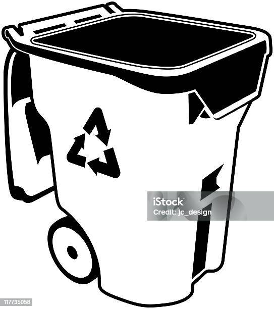 Ilustración de Contenedor De Reciclaje y más Vectores Libres de Derechos de Blanco y negro - Blanco y negro, Clip Art, Color - Tipo de imagen