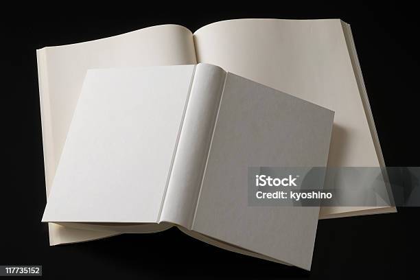 Foto de Isolado Foto De Caixas De Livro Em Branco Sobre Fundo Preto e mais fotos de stock de Livro