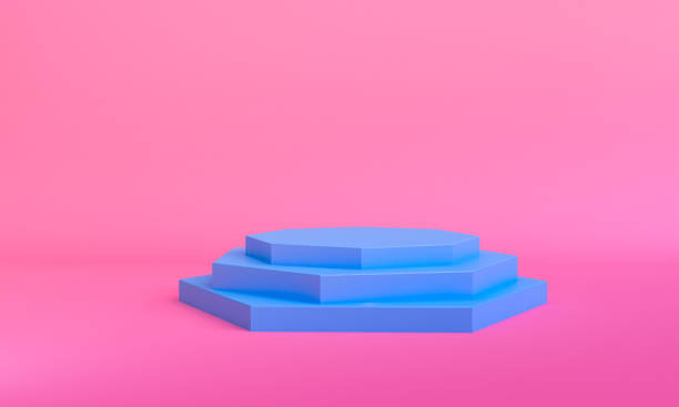 istock Minimalist Geometric shape colorful scene, 3d rendering. 1177356492