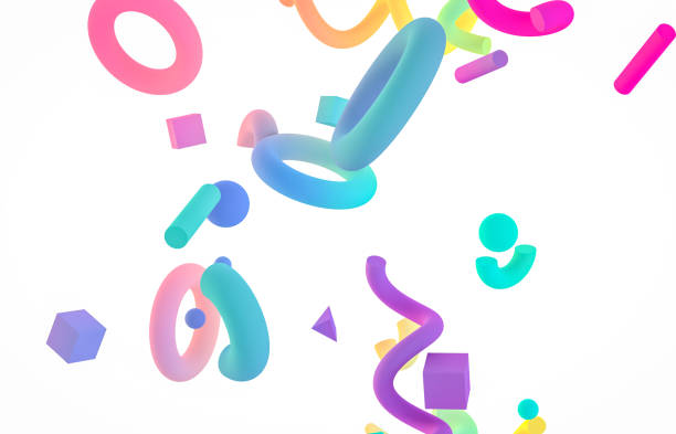 istock Holographic geometric shape form floating on white isolated background. 1177357335