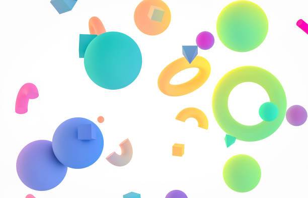 istock Holographic geometric shape form floating on white isolated background. 1177357340
