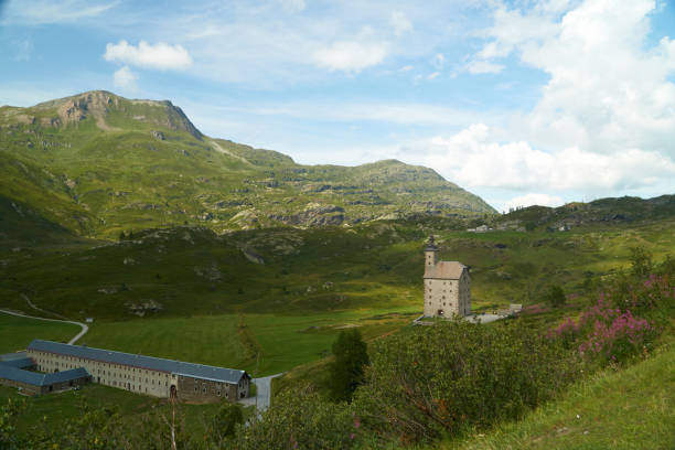 istock Old Simplon Hospital at the pass height 1177359213