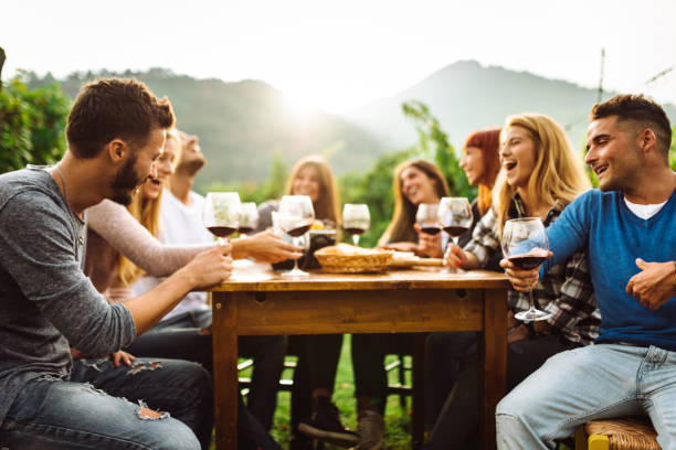 istock friends doing a wine tasting all together 1177364015