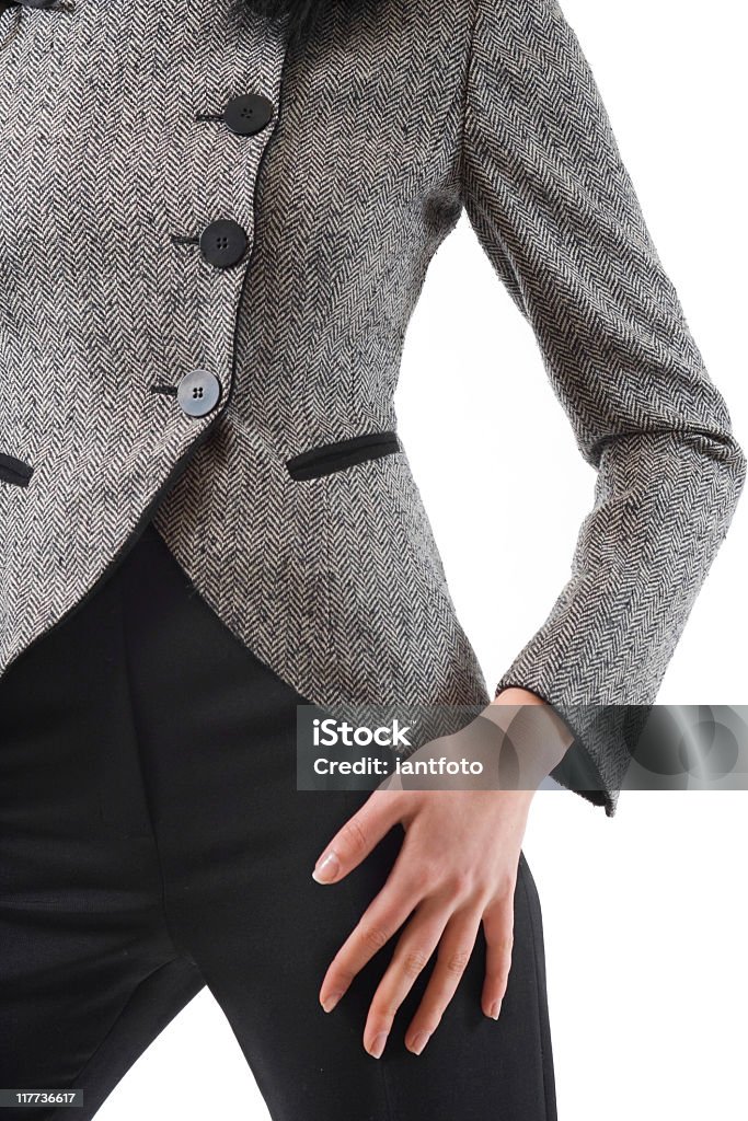 Frau mit grauen Jacke. - Lizenzfrei Accessoires Stock-Foto