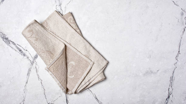 istock Top view of single folded gray linen serviette 1177366575