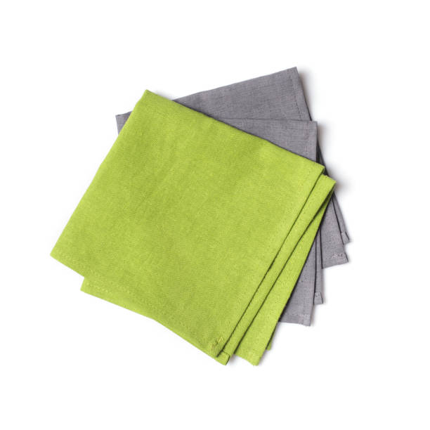 istock Top view of folded green and gray linen serviettes 1177366680
