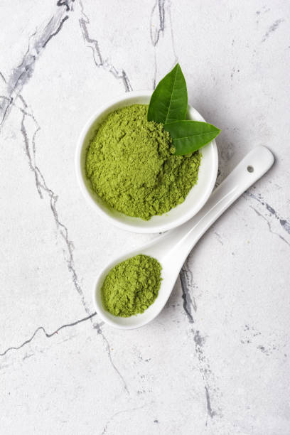 istock Green matcha tea powder in bowl 1177366688