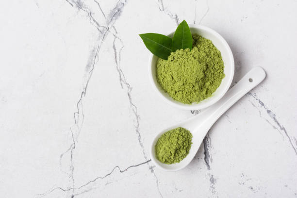istock Green matcha tea powder in bowl 1177366706