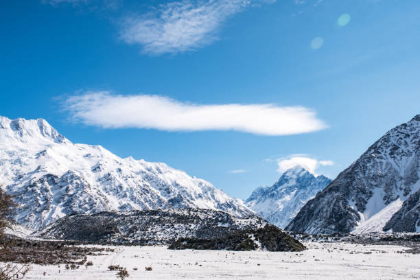 istock Beautiful view of Mount Cook National Park covered with snow after a snowy day. 1177366708