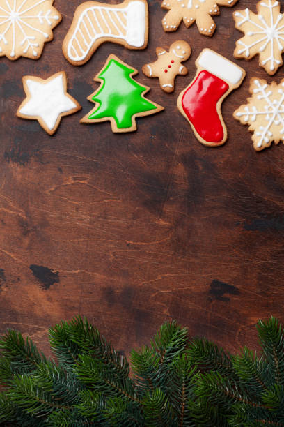 istock Christmas gingerbread cookies and fir tree 1177367939