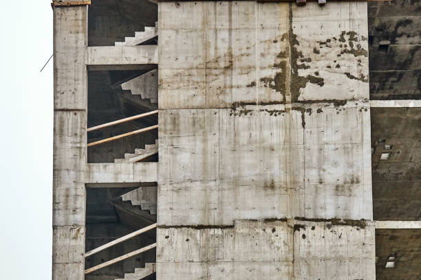 istock Monolithic construction of a multi-storey apartment building. Unfinished construction and reinforced concrete house frame 1177368333