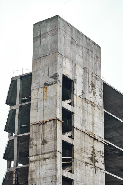 istock Monolithic construction of a multi-storey apartment building. Unfinished construction and reinforced concrete house frame 1177368932