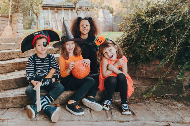 istock Children in Halloween costumes, having fun 1177372907