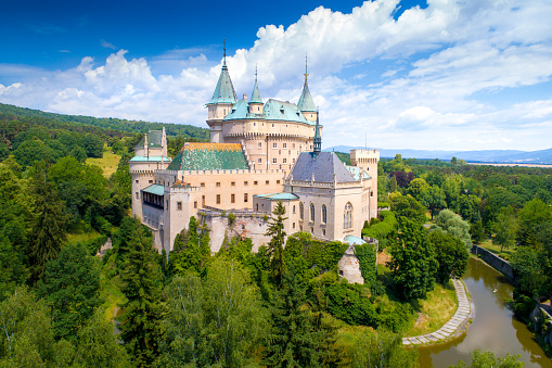 On December 29th 2023, a look from below, the Hohenschwangau Castle sitting on a hill in Hohenschwangau.