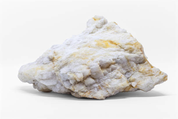 marmo di roccia bianca isolato su sfondo bianco - marmo roccia foto e immagini stock