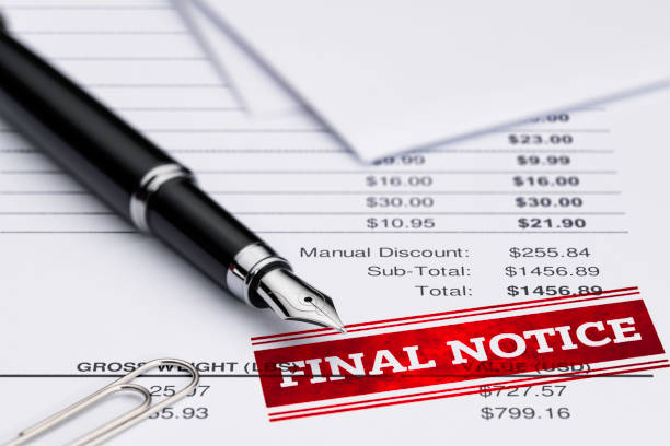 Invoice Final Notice Financial Bill, Past Due, Fountain Pen, Document, Pen debt recovery stock pictures, royalty-free photos & images