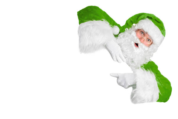 Blank sign - Santa pointing (isolated on white) stock photo