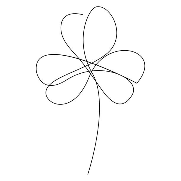 minimalny rysunek koniczyny w jednej linii. ilustracja wektorowa - spring clover leaf shape clover sketch stock illustrations