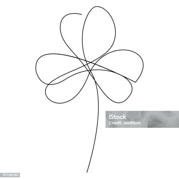 Minimal One Line Drawing Of Clover Vector Illustration Stock Illustration -  Download Image Now - iStock