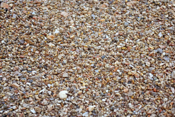 Sea pebble. Colorful small pebble and stone texture. Detailed sand texture.