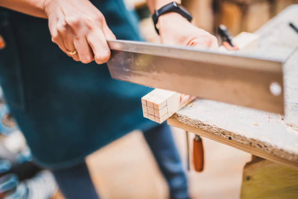 istock Manual processing of wood in the carpentry workshop - crafting 1177389062