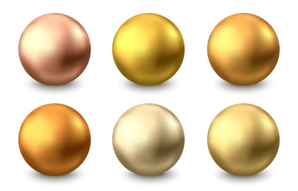 Gold sphere or oil bubble isolated on white background. Gold sphere. Oil bubble isolated on white background. Golden glossy 3d ball or precious pearl. Yellow serum or collagen drops. Vector decoration element for skincare cosmetic package. Bead stock illustrations