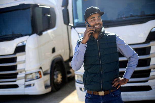 istock Truck driver talking on phone 1177392329