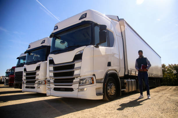 istock Truck driver on a parking lot 1177393049