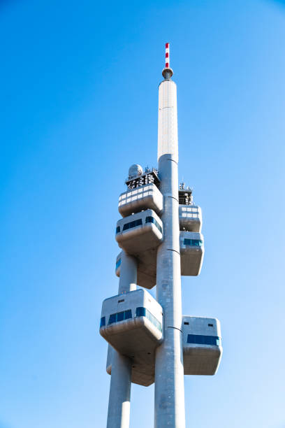 istock Television tower in Prague on background of sky 1177394343