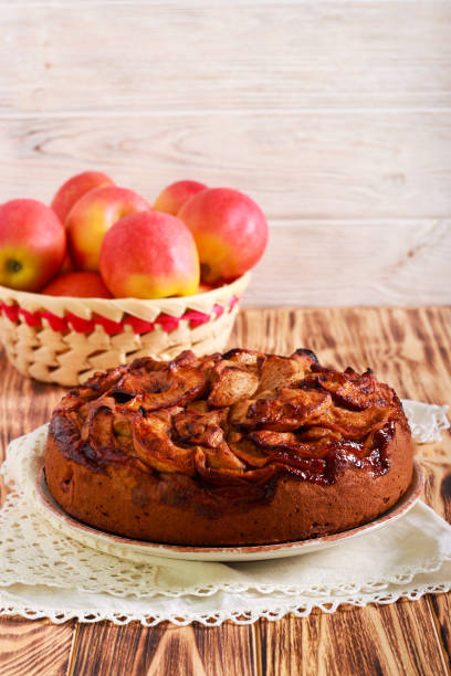 istock Spicy apple topping cake on plate 1177395659