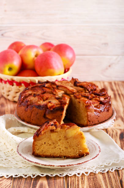 istock Spicy apple cake, sliced and served 1177395890
