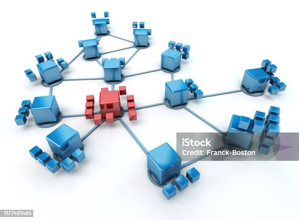 Blue Computer Network Computer Network Red And Blue Stock Photo - Download Image Now ...