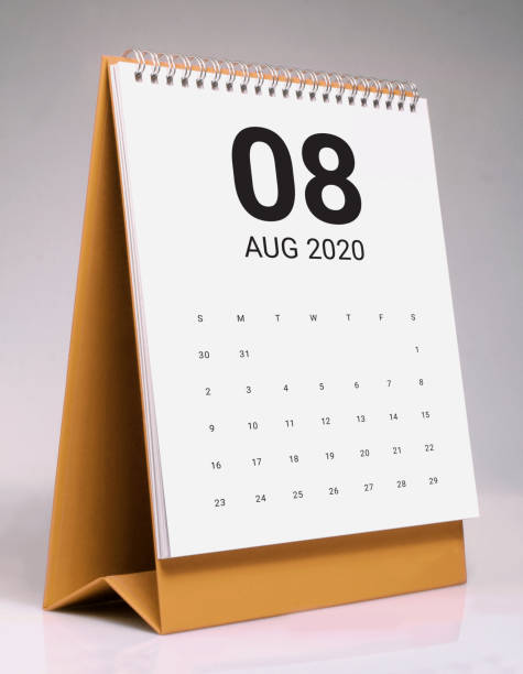istock Simple desk calendar 2020 - August 1177401622