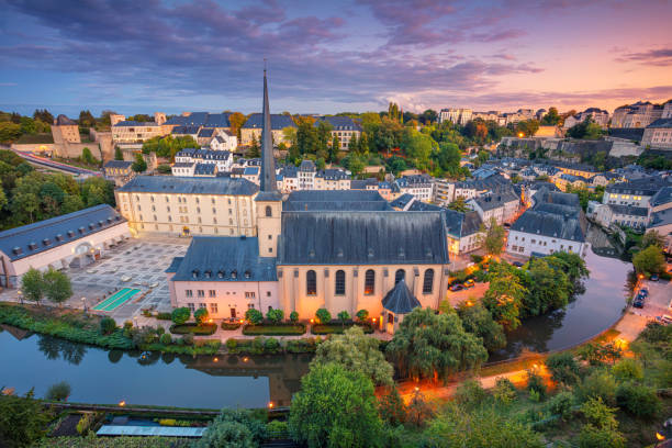 Luxembourg City, Luxembourg. Aerial cityscape image of old town Luxembourg City skyline during beautiful sunset. luxemburg stock pictures, royalty-free photos & images