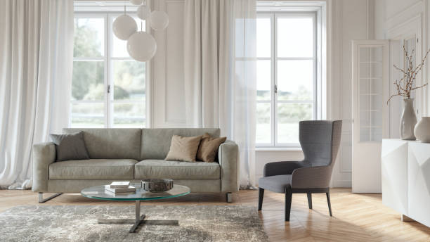 istock Modern scandinavian living room interior - 3d render 1177402756