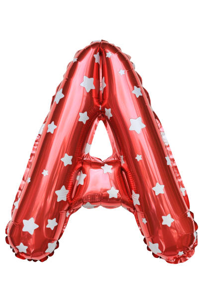 istock Red Capital A alphabet inflatable balloon isolated on white background. Decoration element for birthday party. 1177404445