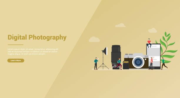 ウェブサイトテンプレートやバナーランディングホームページのためのデジタル写真写真メディアの概念 - ベクトル - office tool flash点のイラスト素材／クリップアート素材／マンガ素材／アイコン素材