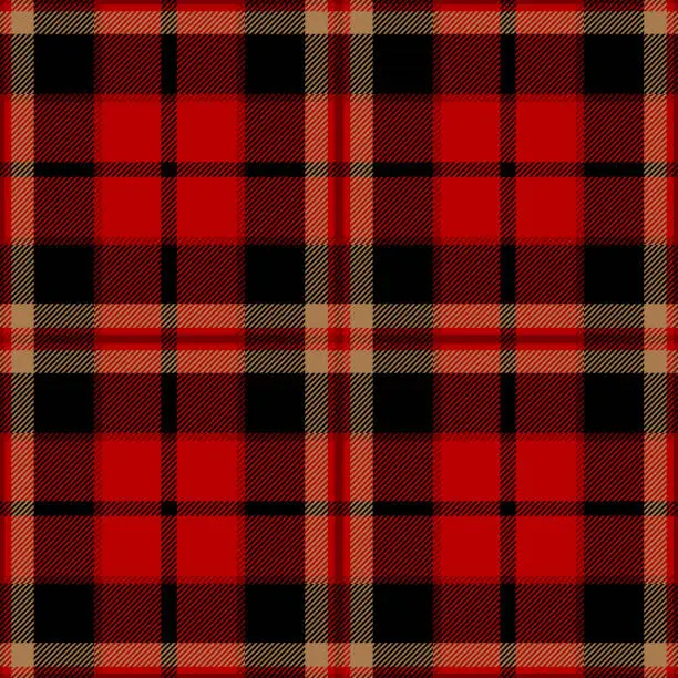 Vector illustration of Red And Black Tartan Plaid Seamless Pattern Background